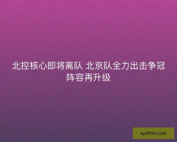 北控核心即将离队 北京队全力出击争冠阵容再升级