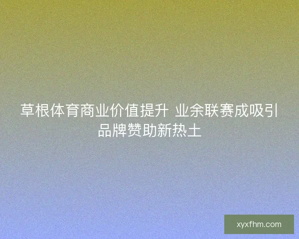 草根体育商业价值提升 业余联赛成吸引品牌赞助新热土